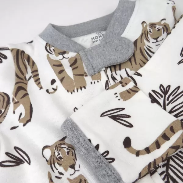 imageHonestBaby Baby Boys Sleep and Play Footed Pajamas OnePiece Sleeper Jumpsuit Zipfront Pjs Organic CottonTiger Cub