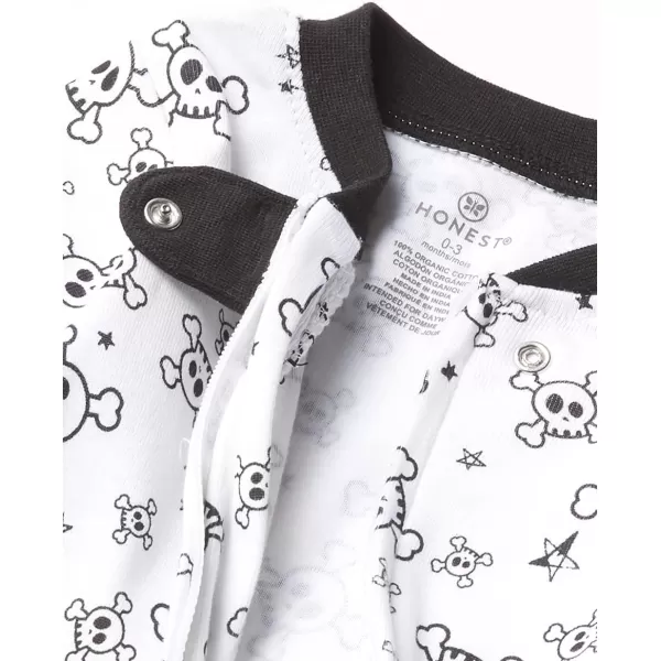 imageHonestBaby Baby Boys Sleep and Play Footed Pajamas OnePiece Sleeper Jumpsuit Zipfront Pjs Organic CottonTossed Skulls