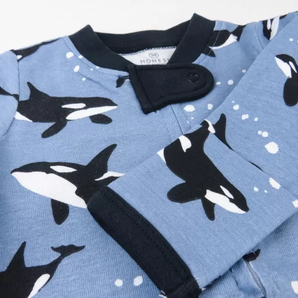 imageHonestBaby Baby Boys Sleep and Play Footed Pajamas OnePiece Sleeper Jumpsuit Zipfront Pjs Organic CottonWhales