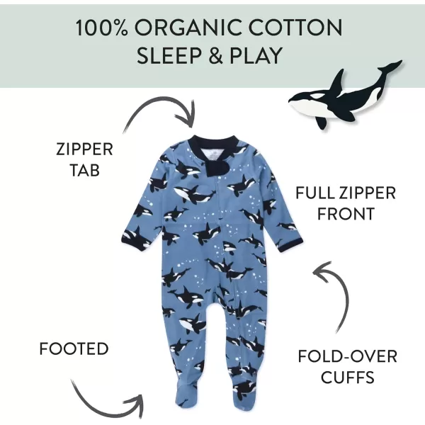 imageHonestBaby Baby Boys Sleep and Play Footed Pajamas OnePiece Sleeper Jumpsuit Zipfront Pjs Organic CottonWhales