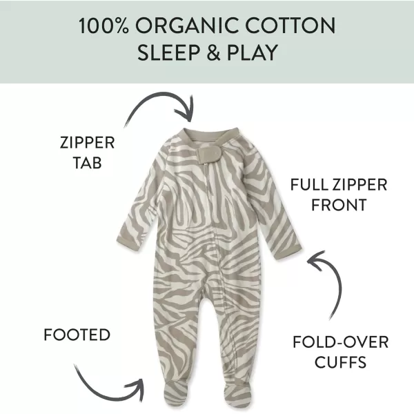 imageHonestBaby Baby Boys Sleep and Play Footed Pajamas OnePiece Sleeper Jumpsuit Zipfront Pjs Organic CottonZanzibar Zebra