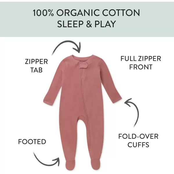 imageHonestBaby Baby Girls Sleep and Play Footed Pajamas OnePiece Sleeper Jumpsuit Zipfront Pjs Organic CottonAsh Rose