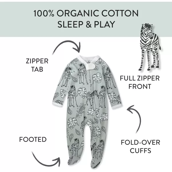 imageHonestBaby Baby Girls Sleep and Play Footed Pajamas OnePiece Sleeper Jumpsuit Zipfront Pjs Organic CottonBaby Zebra Camo