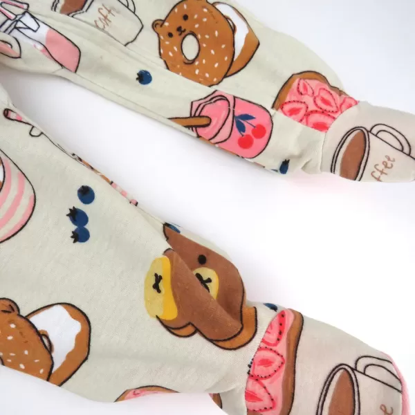 imageHonestBaby Baby Girls Sleep and Play Footed Pajamas OnePiece Sleeper Jumpsuit Zipfront Pjs Organic CottonBeary Breakfast