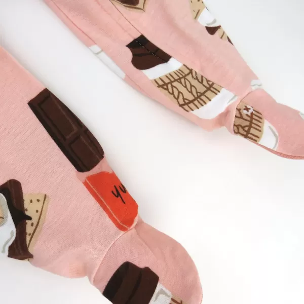 imageHonestBaby Baby Girls Sleep and Play Footed Pajamas OnePiece Sleeper Jumpsuit Zipfront Pjs Organic CottonCoco Smores