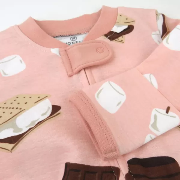 imageHonestBaby Baby Girls Sleep and Play Footed Pajamas OnePiece Sleeper Jumpsuit Zipfront Pjs Organic CottonCoco Smores