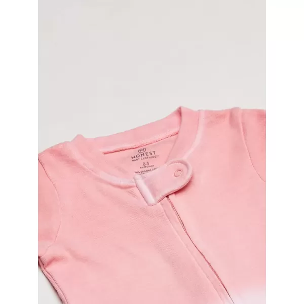 imageHonestBaby Baby Girls Sleep and Play Footed Pajamas OnePiece Sleeper Jumpsuit Zipfront Pjs Organic CottonDip Dye Pink