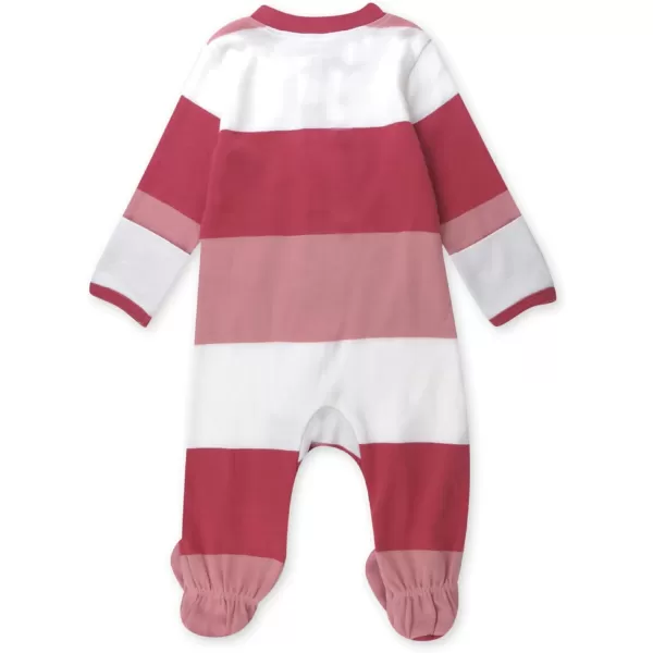 imageHonestBaby Baby Girls Sleep and Play Footed Pajamas OnePiece Sleeper Jumpsuit Zipfront Pjs Organic CottonJumbo Stripe Pink Rose