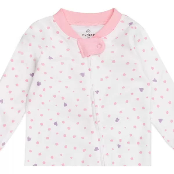 imageHonestBaby Baby Girls Sleep and Play Footed Pajamas OnePiece Sleeper Jumpsuit Zipfront Pjs Organic CottonLove Dot