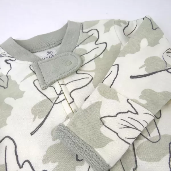 imageHonestBaby Baby Girls Sleep and Play Footed Pajamas OnePiece Sleeper Jumpsuit Zipfront Pjs Organic CottonPaw Leaves