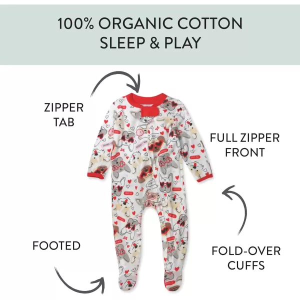 imageHonestBaby Baby Girls Sleep and Play Footed Pajamas OnePiece Sleeper Jumpsuit Zipfront Pjs Organic CottonPug Love