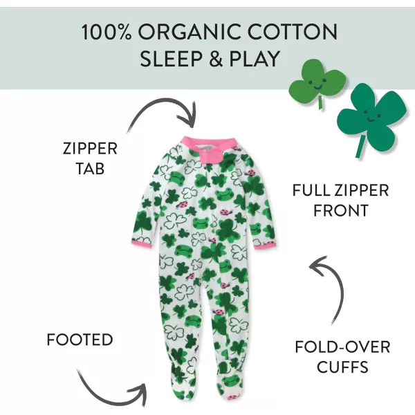 imageHonestBaby Baby Girls Sleep and Play Footed Pajamas OnePiece Sleeper Jumpsuit Zipfront Pjs Organic CottonSt Pats Girl