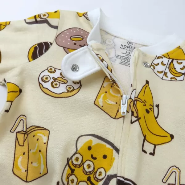 imageHonestBaby Baby Girls Sleep and Play Footed Pajamas OnePiece Sleeper Jumpsuit Zipfront Pjs Organic CottonSweet Banana