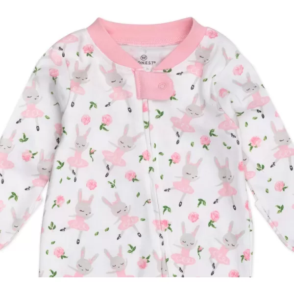 imageHonestBaby Baby Girls Sleep and Play Footed Pajamas OnePiece Sleeper Jumpsuit Zipfront Pjs Organic CottonTutu Cute