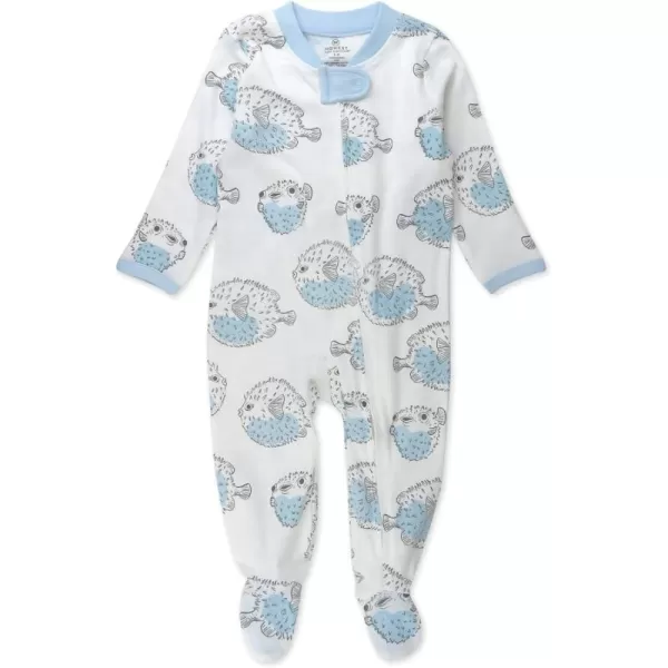 imageHonestBaby Baby Boys Sleep and Play Footed Pajamas OnePiece Sleeper Jumpsuit Zipfront Pjs Organic CottonBlow Fish