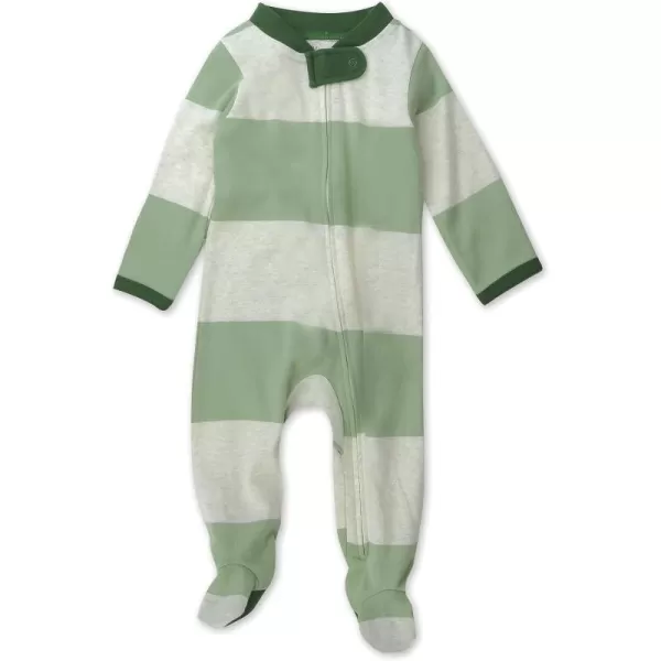imageHonestBaby Baby Boys Sleep and Play Footed Pajamas OnePiece Sleeper Jumpsuit Zipfront Pjs Organic CottonBold Stripe Moss