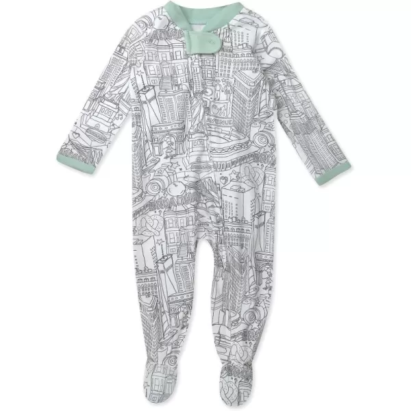 imageHonestBaby Baby Boys Sleep and Play Footed Pajamas OnePiece Sleeper Jumpsuit Zipfront Pjs Organic CottonCityscape Ny