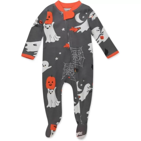 imageHonestBaby Baby Boys Sleep and Play Footed Pajamas OnePiece Sleeper Jumpsuit Zipfront Pjs Organic CottonGhost Party