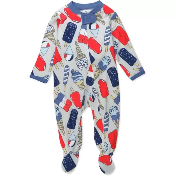 imageHonestBaby Baby Boys Sleep and Play Footed Pajamas OnePiece Sleeper Jumpsuit Zipfront Pjs Organic CottonIce Cream Independence