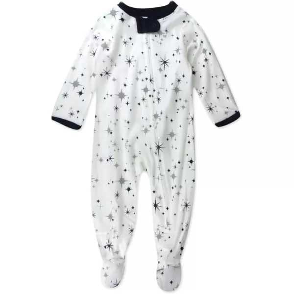 imageHonestBaby Baby Boys Sleep and Play Footed Pajamas OnePiece Sleeper Jumpsuit Zipfront Pjs Organic CottonJumbo Twinkle Star Navy
