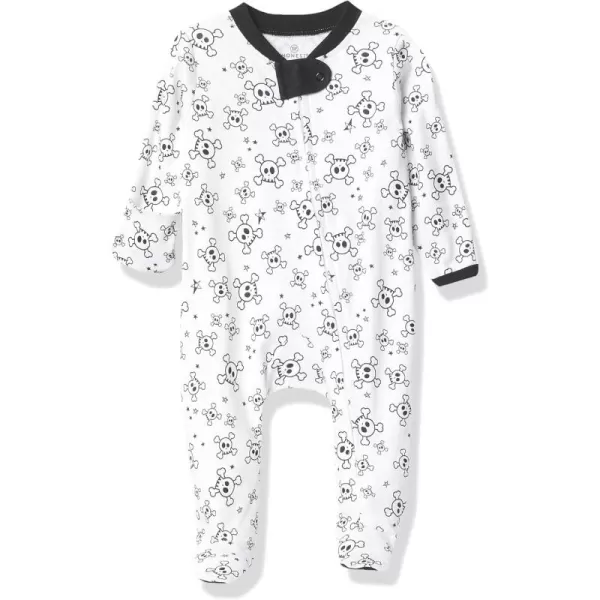 imageHonestBaby Baby Boys Sleep and Play Footed Pajamas OnePiece Sleeper Jumpsuit Zipfront Pjs Organic CottonTossed Skulls