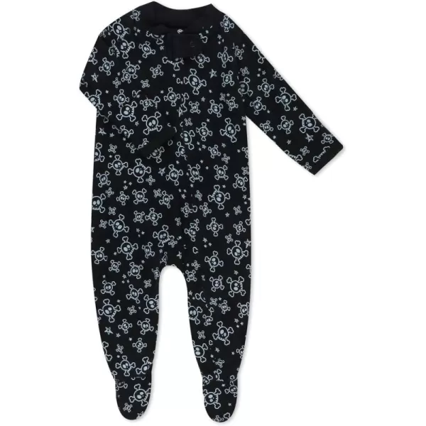 imageHonestBaby Baby Boys Sleep and Play Footed Pajamas OnePiece Sleeper Jumpsuit Zipfront Pjs Organic CottonTossed SkullsBlack