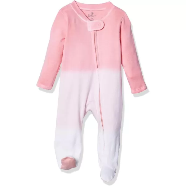 imageHonestBaby Baby Girls Sleep and Play Footed Pajamas OnePiece Sleeper Jumpsuit Zipfront Pjs Organic CottonDip Dye Pink
