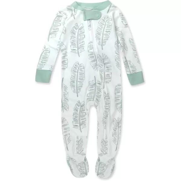 imageHonestBaby Baby Girls Sleep and Play Footed Pajamas OnePiece Sleeper Jumpsuit Zipfront Pjs Organic CottonJumbo Leaf Sage
