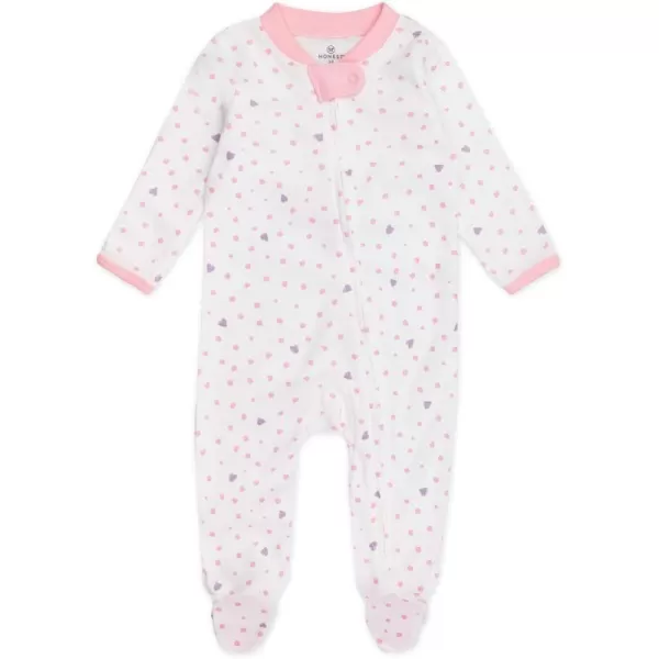 imageHonestBaby Baby Girls Sleep and Play Footed Pajamas OnePiece Sleeper Jumpsuit Zipfront Pjs Organic CottonLove Dot