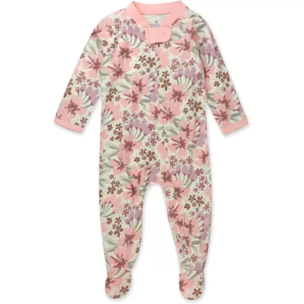 imageHonestBaby Baby Girls Sleep and Play Footed Pajamas OnePiece Sleeper Jumpsuit Zipfront Pjs Organic CottonPainted Floral Pink