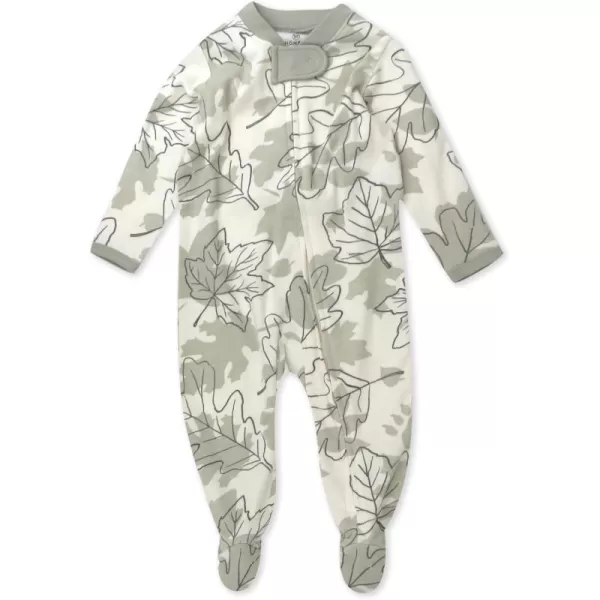 imageHonestBaby Baby Girls Sleep and Play Footed Pajamas OnePiece Sleeper Jumpsuit Zipfront Pjs Organic CottonPaw Leaves