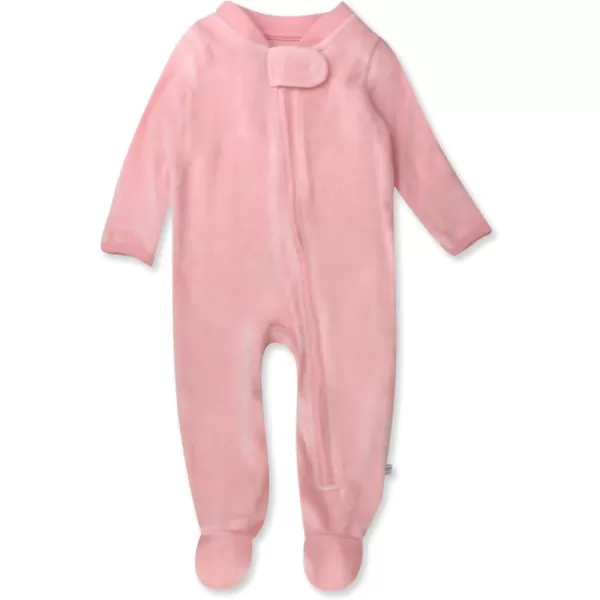 imageHonestBaby Baby Girls Sleep and Play Footed Pajamas OnePiece Sleeper Jumpsuit Zipfront Pjs Organic CottonPink Velour