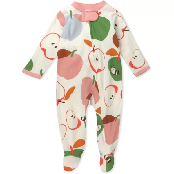 imageHonestBaby Baby Girls Sleep and Play Footed Pajamas OnePiece Sleeper Jumpsuit Zipfront Pjs Organic CottonSlice O Apple