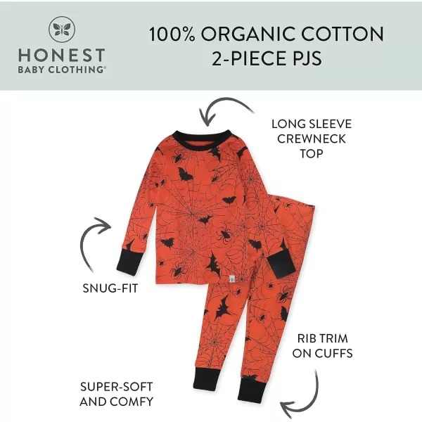 imageHonestBaby 2Piece Pajamas Sleepwear PJs 100 Organic Cotton for Infant Baby and Toddler Boys ampamp Girls UnisexBatty