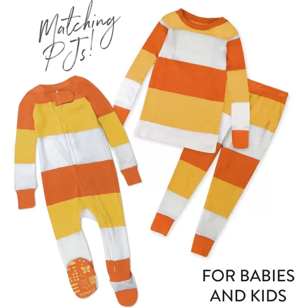 imageHonestBaby 2Piece Pajamas Sleepwear PJs 100 Organic Cotton for Infant Baby and Toddler Boys ampamp Girls UnisexCandy Corn