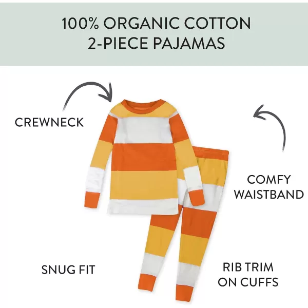 imageHonestBaby 2Piece Pajamas Sleepwear PJs 100 Organic Cotton for Infant Baby and Toddler Boys ampamp Girls UnisexCandy Corn