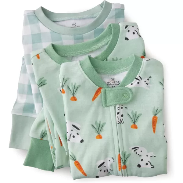 imageHonestBaby 2Piece Pajamas Sleepwear PJs 100 Organic Cotton for Infant Baby and Toddler Boys ampamp Girls UnisexDalmatian Bunny