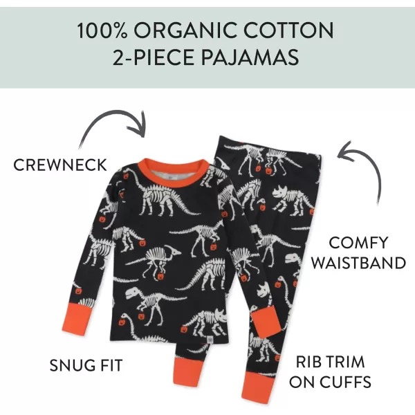 imageHonestBaby 2Piece Pajamas Sleepwear PJs 100 Organic Cotton for Infant Baby and Toddler Boys ampamp Girls UnisexDino Ween