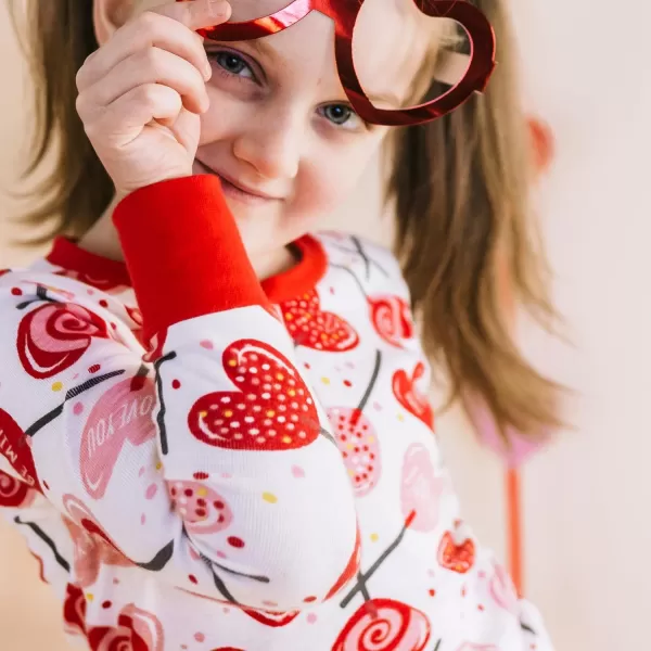imageHonestBaby 2Piece Pajamas Sleepwear PJs 100 Organic Cotton for Infant Baby and Toddler Boys ampamp Girls UnisexLolly Love