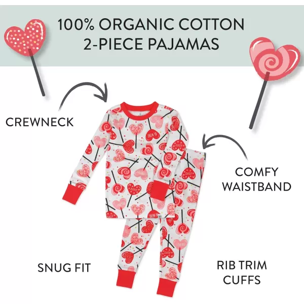 imageHonestBaby 2Piece Pajamas Sleepwear PJs 100 Organic Cotton for Infant Baby and Toddler Boys ampamp Girls UnisexLolly Love