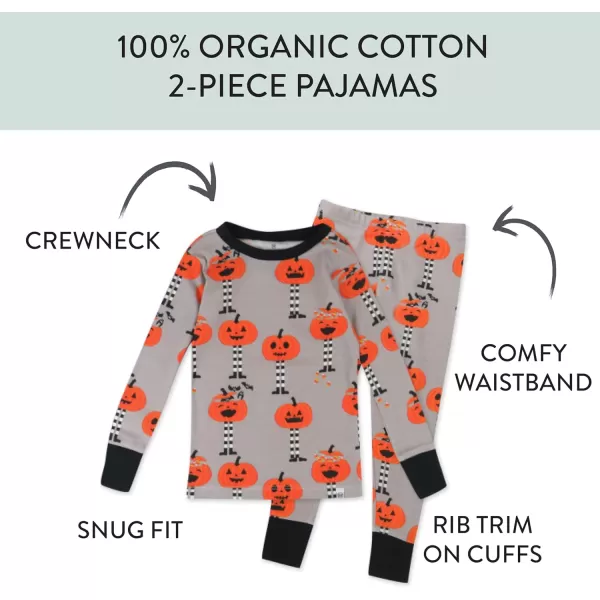 imageHonestBaby 2Piece Pajamas Sleepwear PJs 100 Organic Cotton for Infant Baby and Toddler Boys ampamp Girls UnisexPippi Long Pumpkin