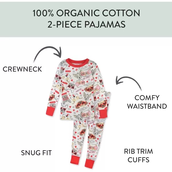 imageHonestBaby 2Piece Pajamas Sleepwear PJs 100 Organic Cotton for Infant Baby and Toddler Boys ampamp Girls UnisexPug Love