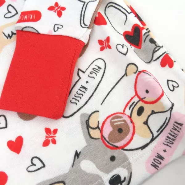 imageHonestBaby 2Piece Pajamas Sleepwear PJs 100 Organic Cotton for Infant Baby and Toddler Boys ampamp Girls UnisexPug Love