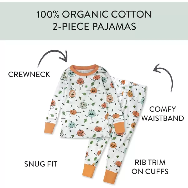 imageHonestBaby 2Piece Pajamas Sleepwear PJs 100 Organic Cotton for Infant Baby and Toddler Boys ampamp Girls UnisexPumpkin Posin