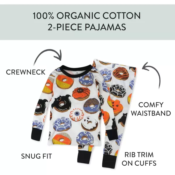 imageHonestBaby 2Piece Pajamas Sleepwear PJs 100 Organic Cotton for Infant Baby and Toddler Boys ampamp Girls UnisexSpooookeey Donuts
