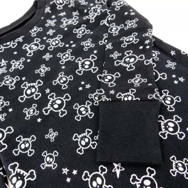 imageHonestBaby 2Piece Pajamas Sleepwear PJs 100 Organic Cotton for Infant Baby and Toddler Boys ampamp Girls UnisexTossed SkullsBlack