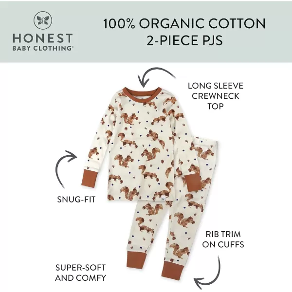 imageHonestBaby Baby Boys 2Piece Pajamas Sleepwear PJs 100 Organic Cotton for Infant Baby and Toddler Boy UnisexNuts