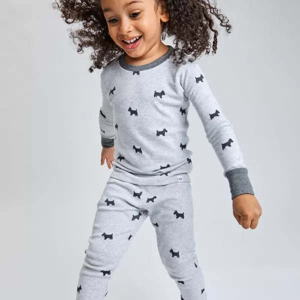 imageHonestBaby Baby Boys 2Piece Pajamas Sleepwear PJs 100 Organic Cotton for Infant Baby and Toddler Boy UnisexScotty Dog Light Heather Grey