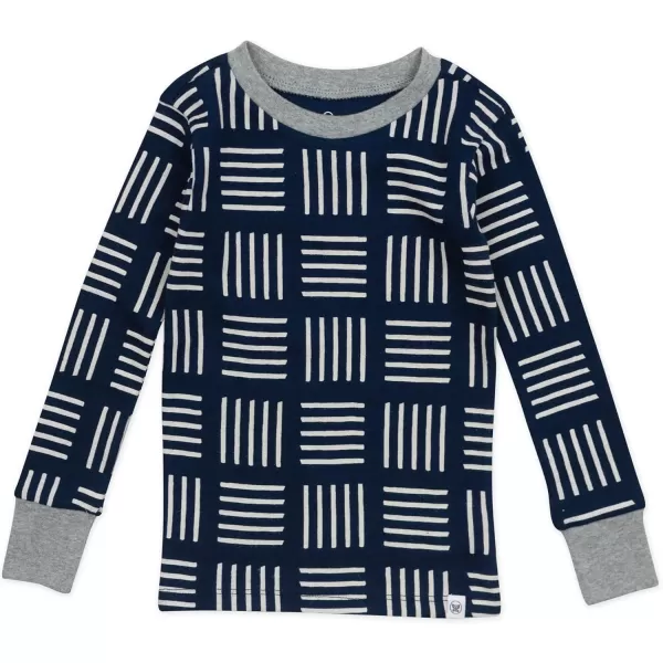 imageHonestBaby Baby Boys 2Piece Pajamas Sleepwear PJs 100 Organic Cotton for Infant Baby and Toddler Boy UnisexSketchy Square Dark Navy