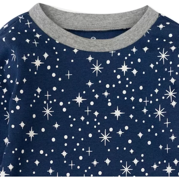 imageHonestBaby Baby Boys 2Piece Pajamas Sleepwear PJs 100 Organic Cotton for Infant Baby and Toddler Boy UnisexTwinkle Star Navy